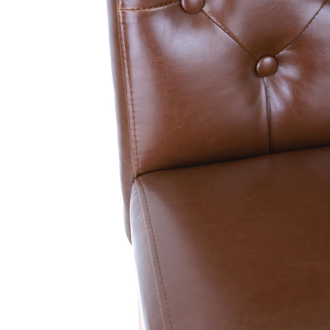 Bolero Chiswick Button Dining Chairs Tan Leather (Pack of 2) - Image 3