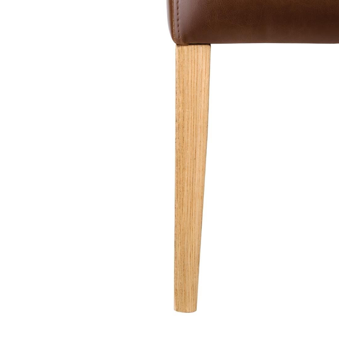 Bolero Chiswick Button Dining Chairs Tan Leather (Pack of 2) - Image 4