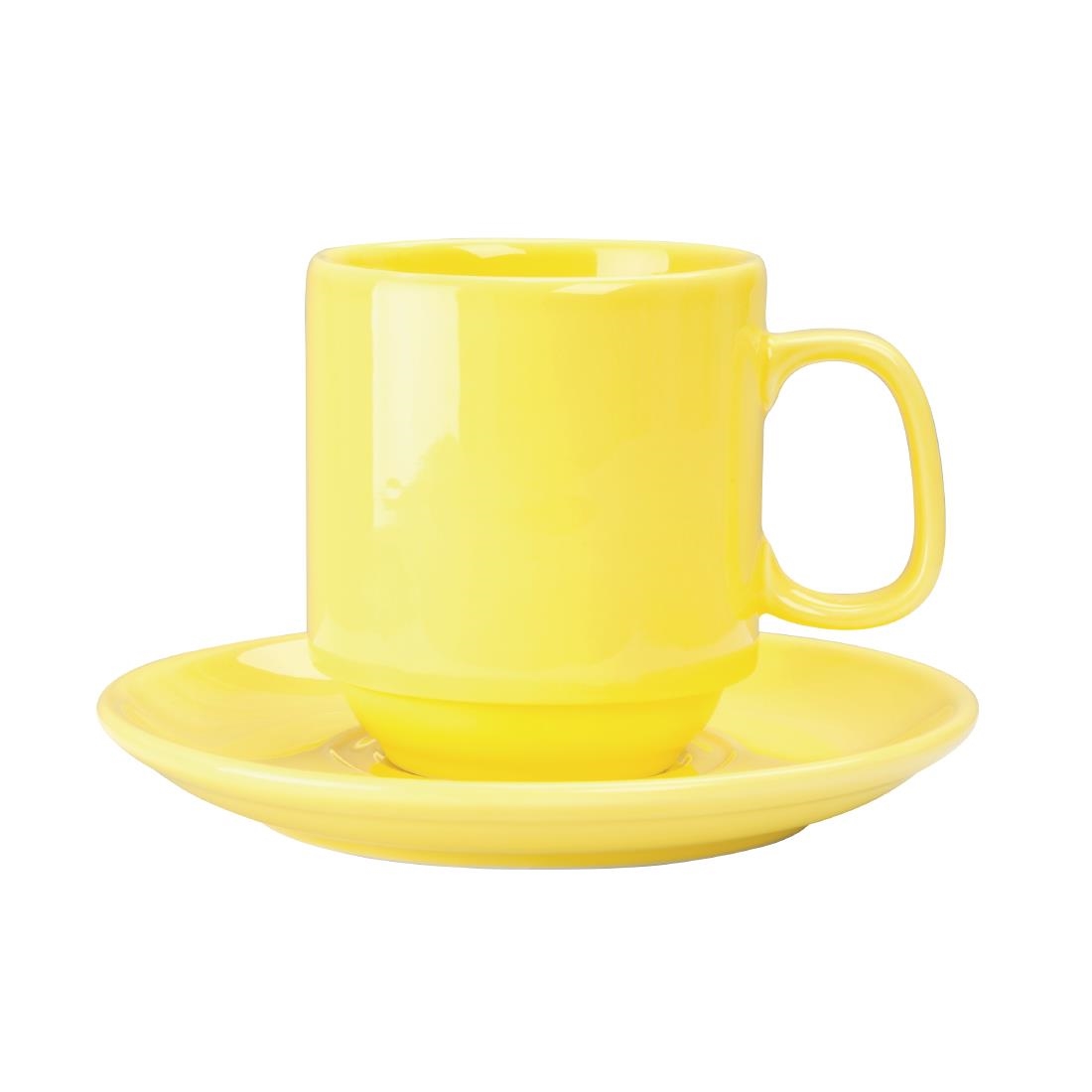 Olympia Heritage Stacking Mugs Yellow 300ml (Pack of 6)