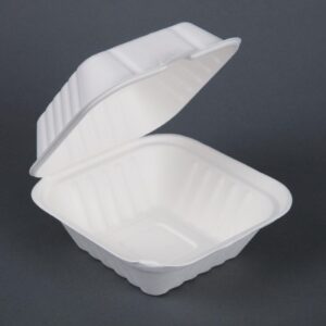 Fiesta Green Compostable Bagasse Burger Boxes with Side Ridges 152mm (Pack of 500)