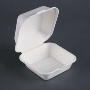 Fiesta Green Compostable Bagasse Burger Boxes with Bottom Ridges 153mm (Pack of 500)
