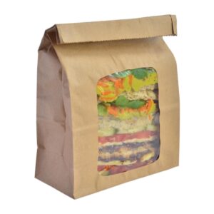 Vegware Compostable Kraft Sandwich Bags With NatureFlex Window (Pack of 250)
