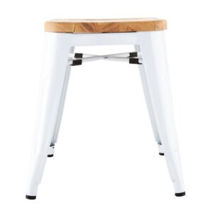 Bolero Bistro Low Stools with Wooden Seatpad White (Pack of 4)