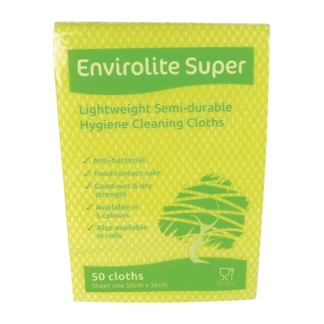 EcoTech Envirolite Super Antibacterial Cleaning Cloths Yellow (50 Pack) urneeds.co.uk