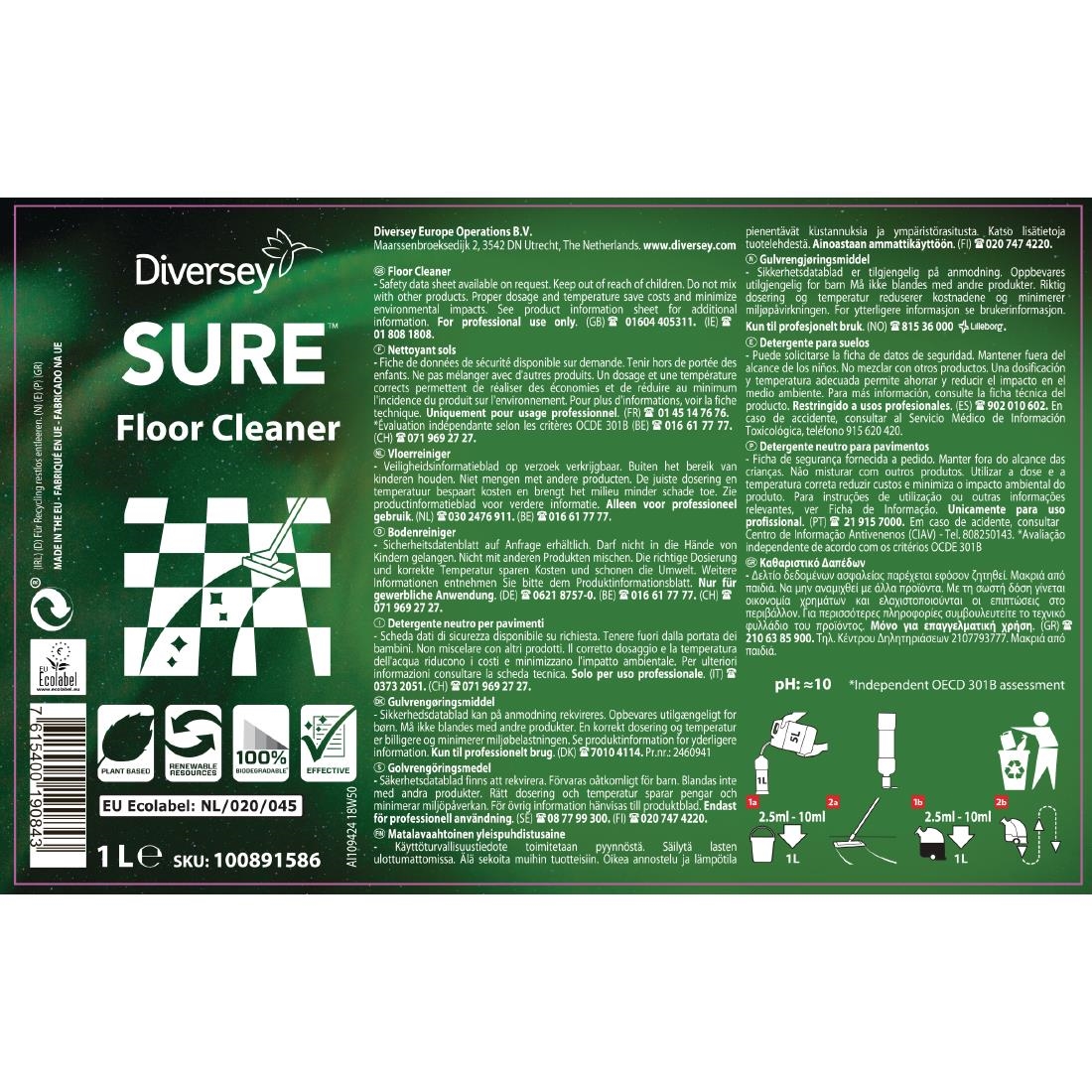 SURE Floor Cleaner Concentrate 1Ltr (6 Pack)