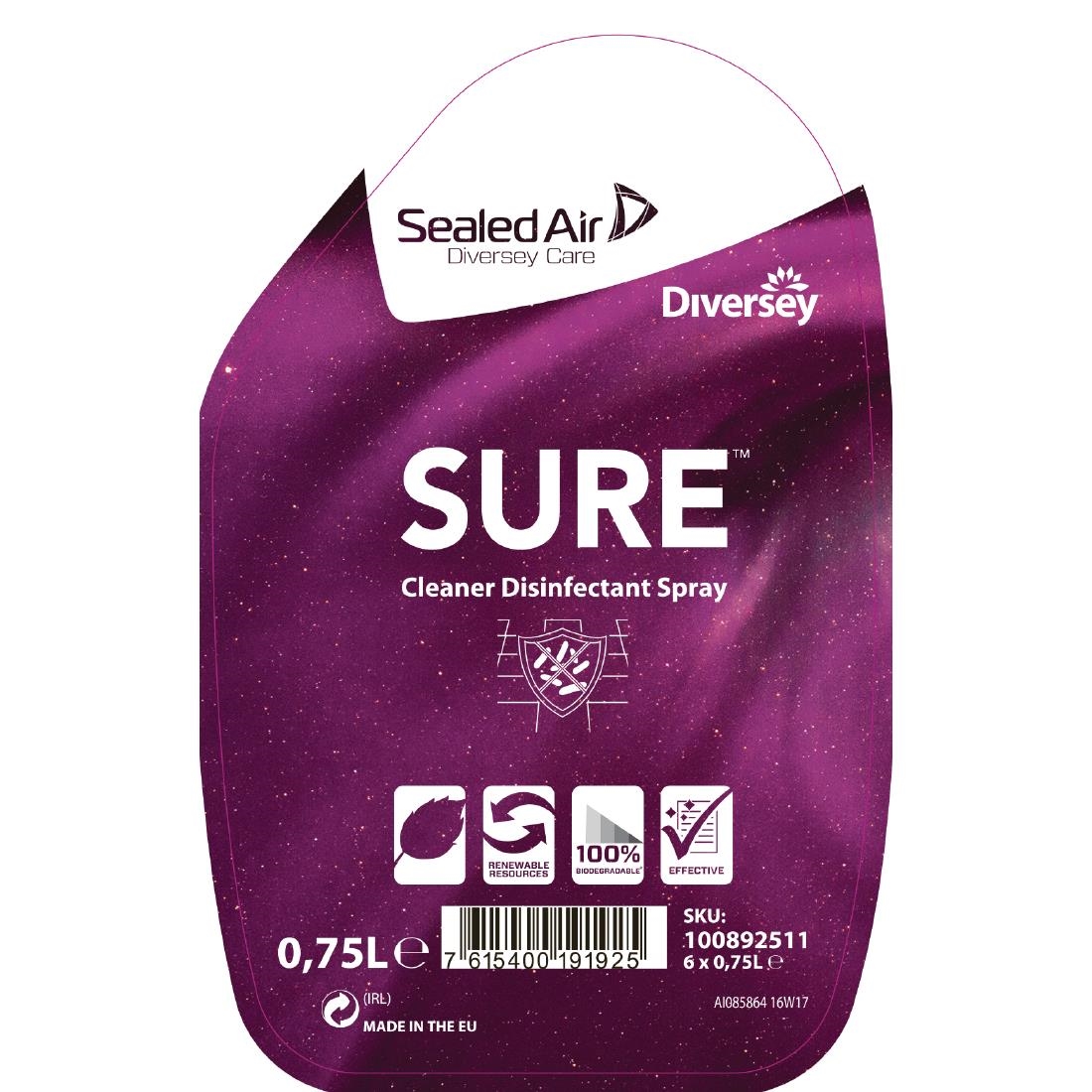 SURE Cleaner and Disinfectant Ready To Use 750ml (6 Pack)