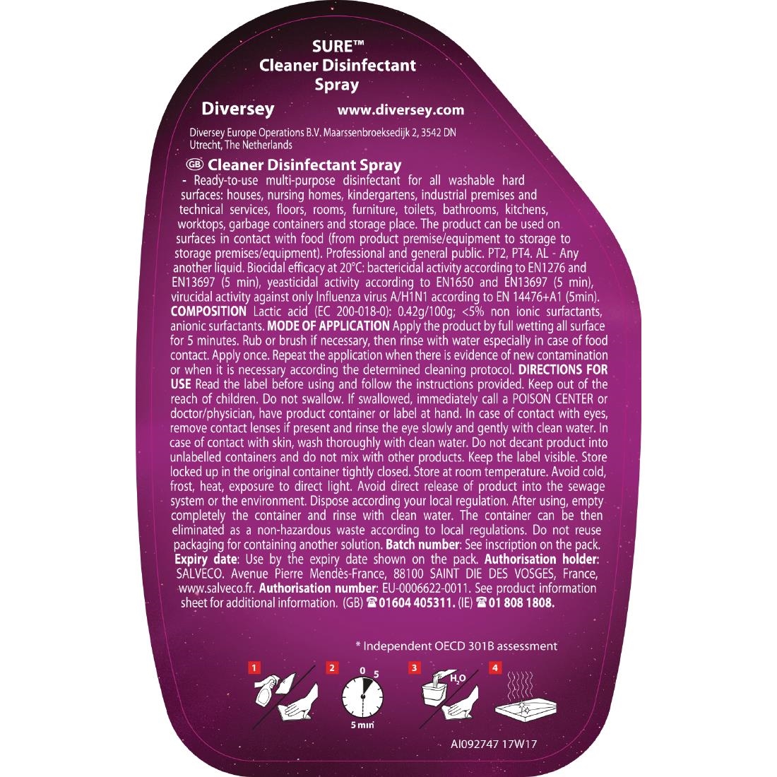 SURE Cleaner and Disinfectant Ready To Use 750ml (6 Pack) - Image 2