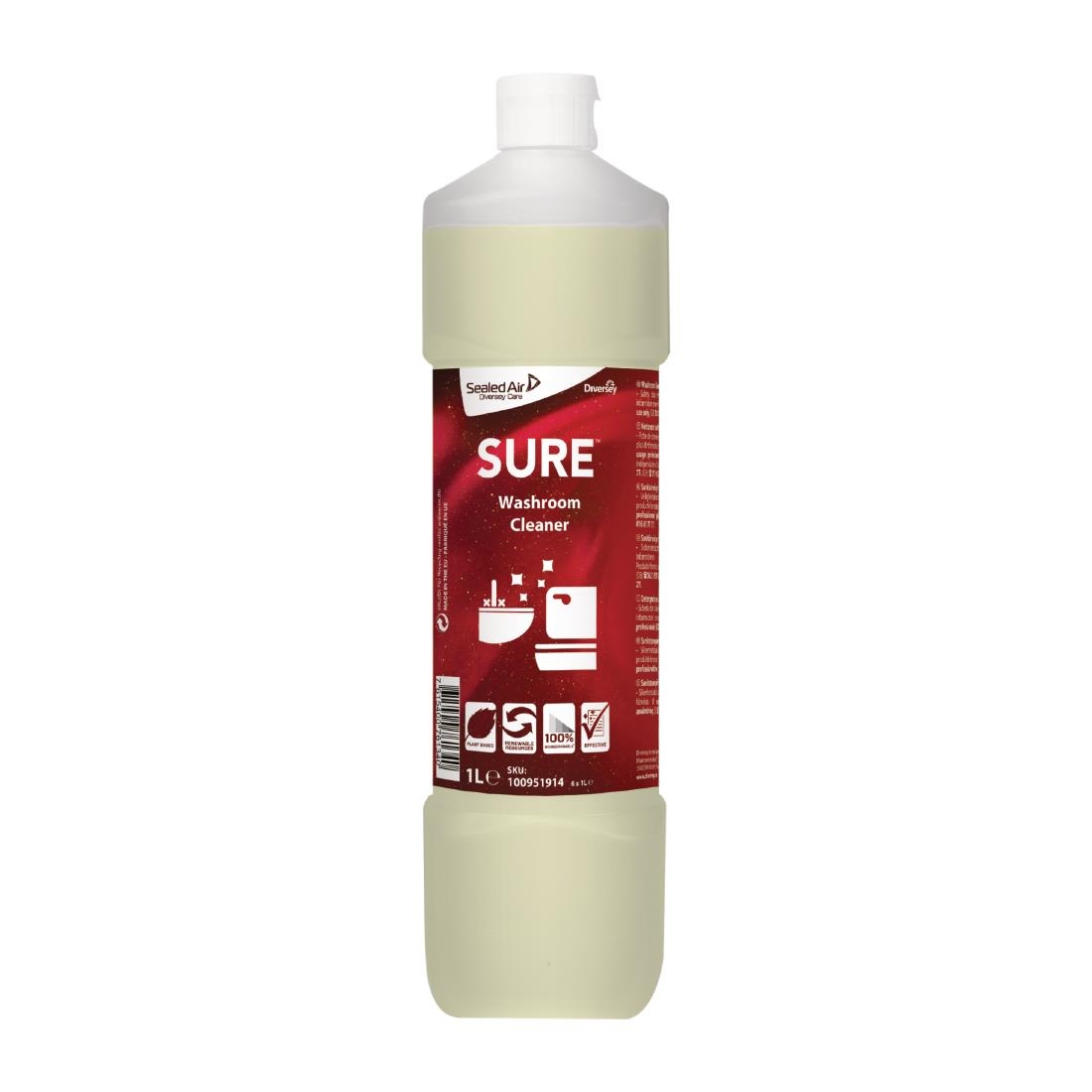 SURE Washroom Cleaner Concentrate 1 Litre (6 Pack) - Image 2
