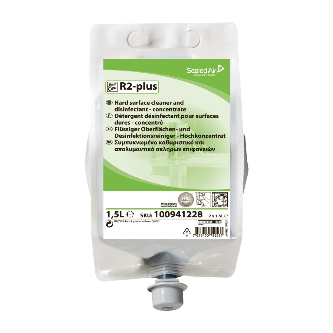Room Care R2-plus Hard Surface Cleaner and Disinfectant Concentrate 1.5Ltr (2 Pack) - Image 3