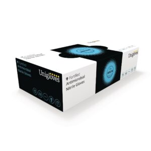 Fortified Powder-Free Anti-Bacterial Nitrile Gloves Blue Extra Large (Pack of 100)