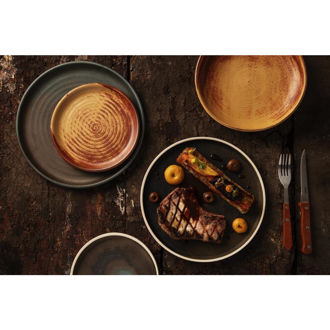 Olympia Canvas Flat Round Plate Green Verdigris 250mm (Pack of 6) - Image 4