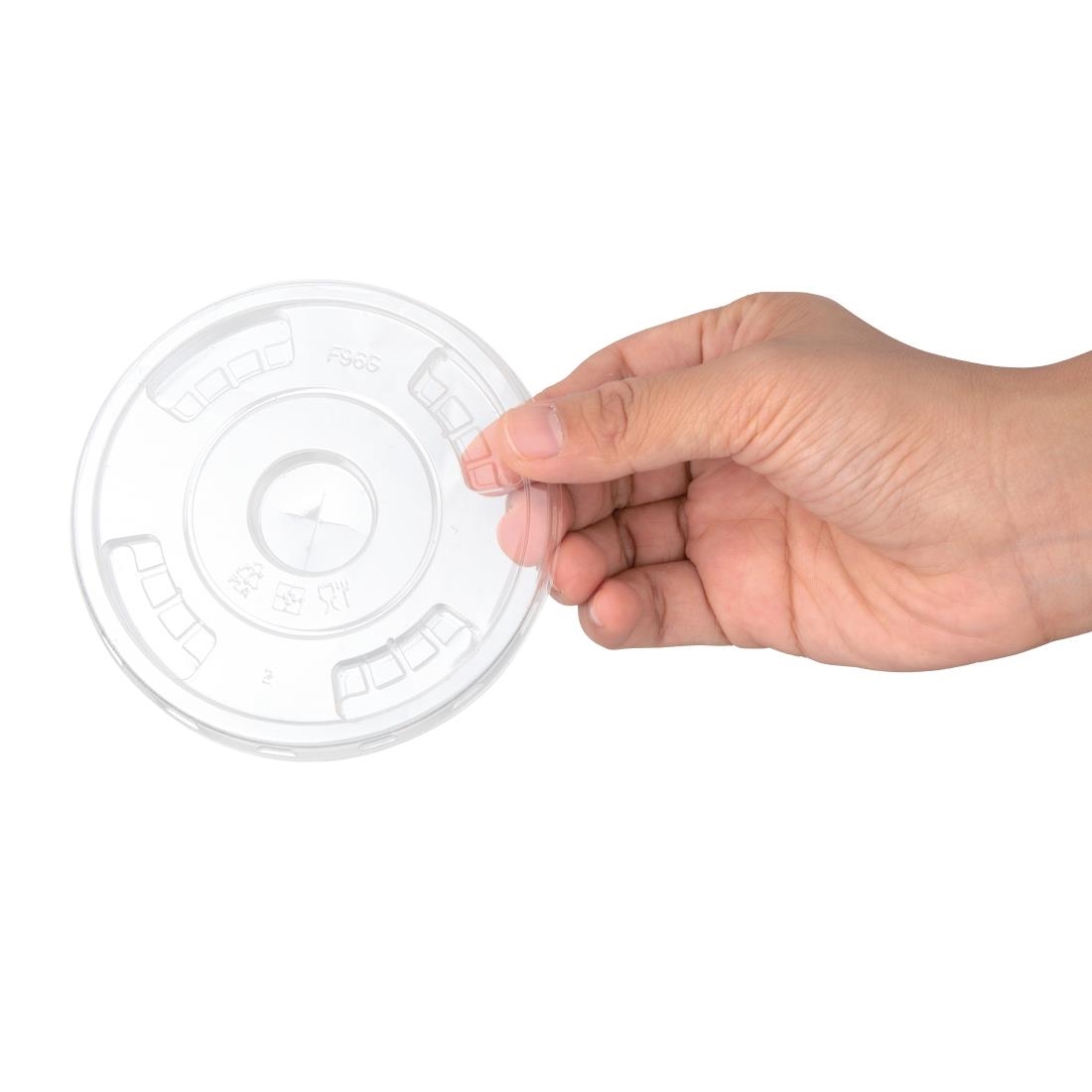 Fiesta Green Compostable PLA Cold Cup Flat Lids 12oz / 16oz / 20oz (Pack of 1000) - Image 3