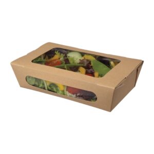 Colpac Recyclable Kraft Tuck-Top Salad Boxes With Window 1000ml / 35oz (Pack of 200)