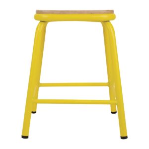 Bolero Cantina Low Stools with Wooden Seat Pad Yellow (Pack of 4)