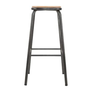 Bolero Cantina High Stools with Wooden Seat Pad Metallic Grey (Pack of 4)