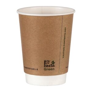 Fiesta Green Plastic-Free Compostable Hot Cups Double Wall 225ml / 8oz x 500