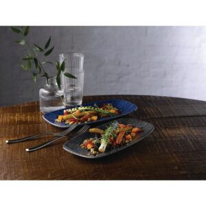 Churchill Studio Prints Agano Oblong Chefs Plates Blue 355 x 189mm (Pack of 6)