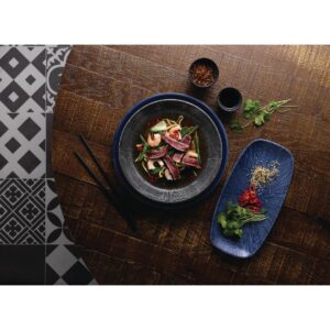 Churchill Studio Prints Agano Oblong Chefs Plates Blue 298 x 153mm (Pack of 12)