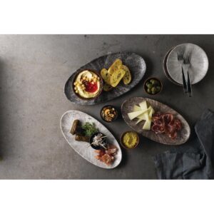 Churchill Studio Prints Stone Chefs Plates Quartz Black 347 x 173mm (Pack of 6)