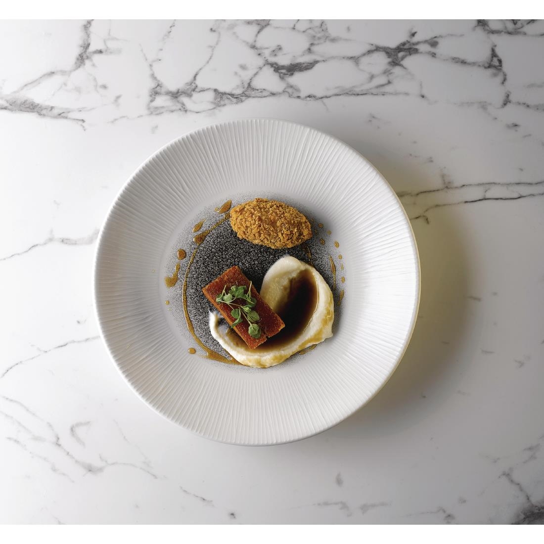 Churchill Bamboo Centre Print Deep Coupe Plates Quartz Black 281mm (Pack of 12) - Image 3