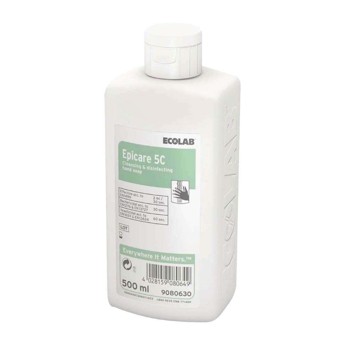 Ecolab Epicare 5C Unperfumed Antimicrobial Liquid Hand Soap 500ml (6