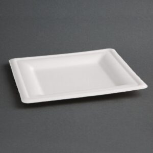 Fiesta Green Compostable Bagasse Square Plates 261mm (Pack of 50)