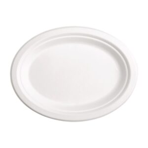 Fiesta Green Compostable Bagasse Oval Plates 198mm (Pack of 50)