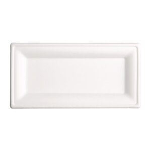 Fiesta Green Compostable Bagasse Rectangular Plates 258mm (Pack of 50)