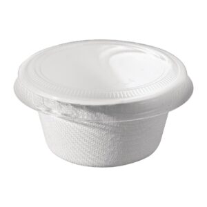 Solia Bagasse Sauce Pots with PLA Lid 60ml (Pack of 50)