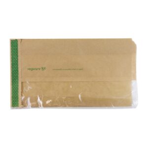 Vegware Compostable Kraft Greaseproof Food Bags With PLA Window 280 x 150mm (Pack of 1000)