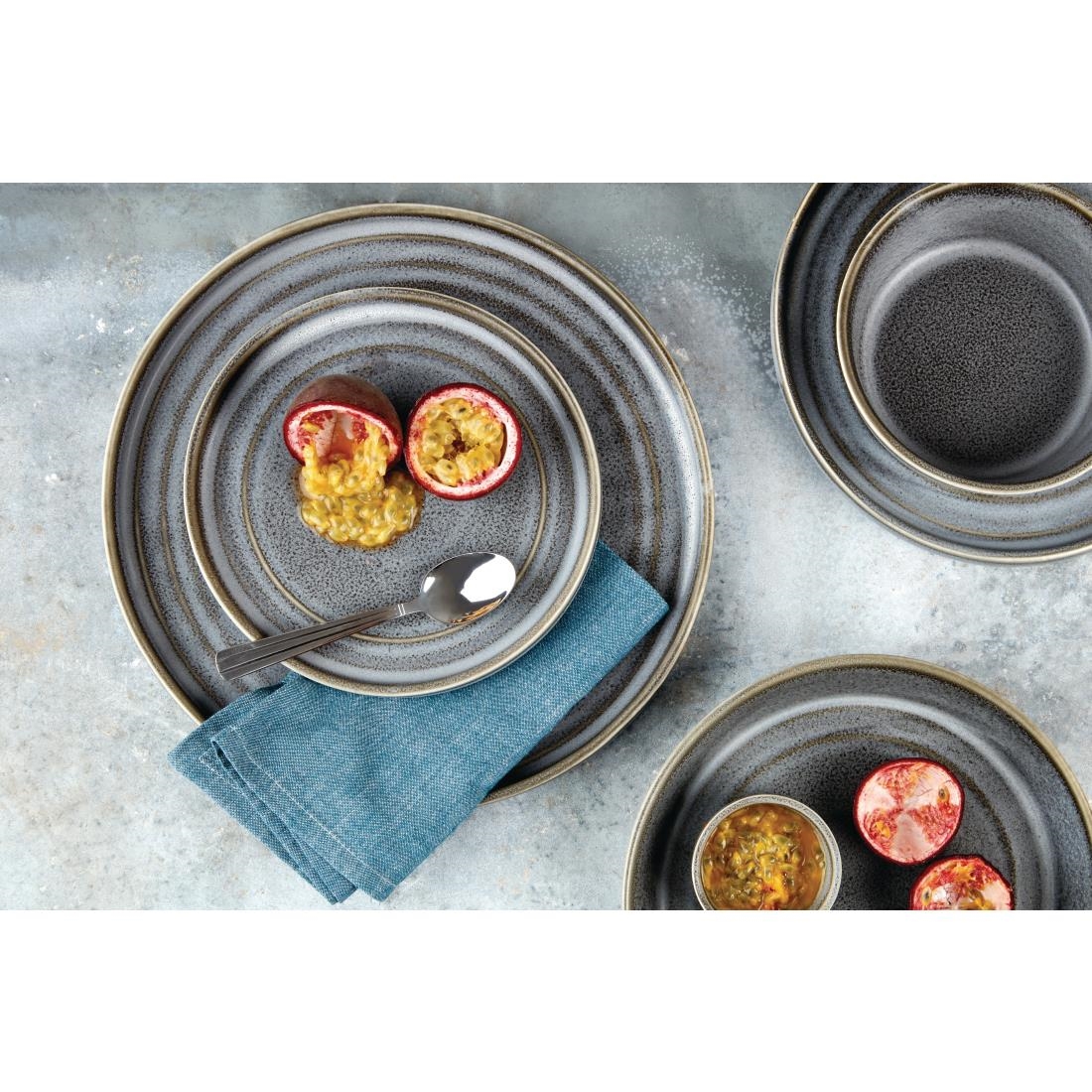 Olympia Cavolo Flat Round Plates Charcoal Dusk 180mm (Pack of 6) - Image 4