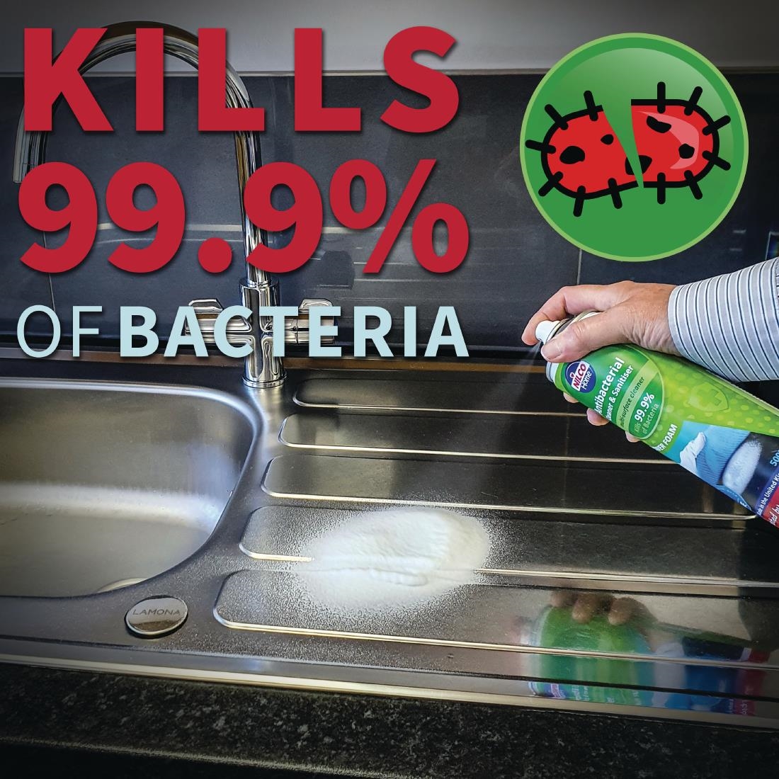 Nilco Antibacterial Cleaner and Sanitiser Power Foam 500ml - Image 3