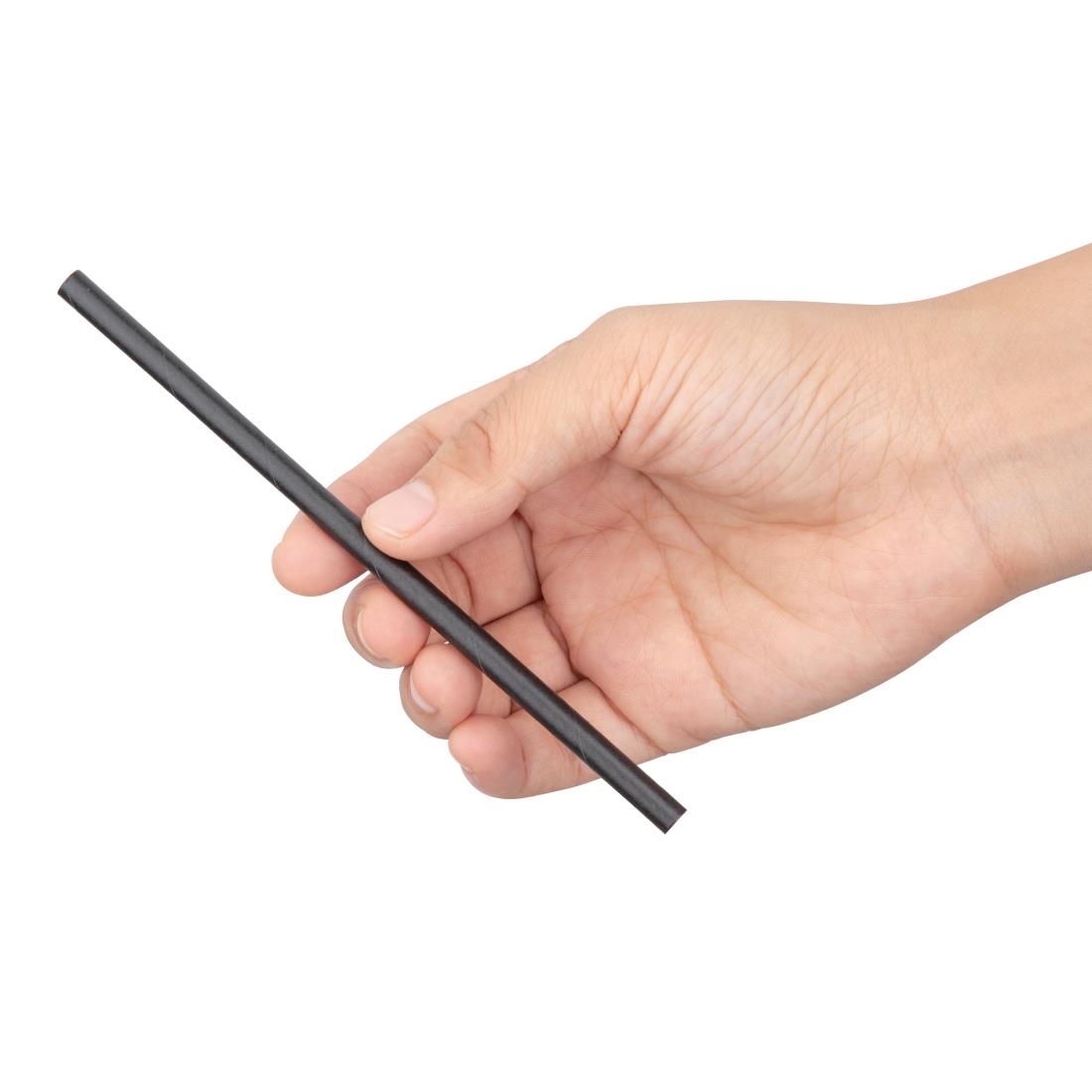 Fiesta Green Individually Wrapped Compostable Paper Cocktail Stirrer Straws Black (Pack of 250)