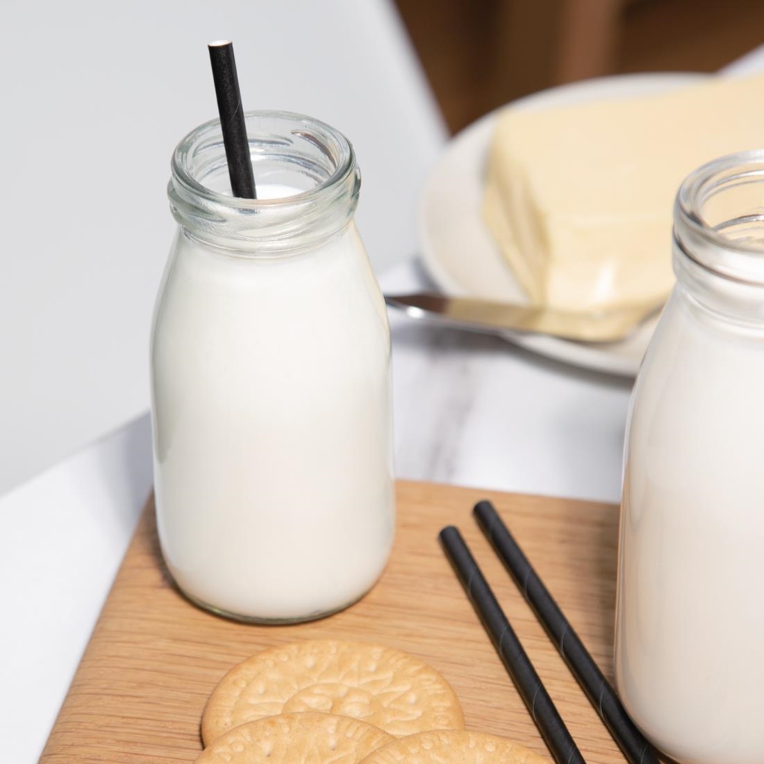 Fiesta Green Individually Wrapped Compostable Paper Cocktail Stirrer Straws Black (Pack of 250) - Image 2