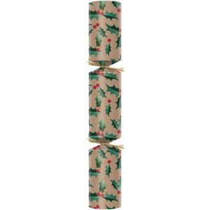 Kraft Holly Plastic-Free Christmas Crackers 12" (Pack of 50)
