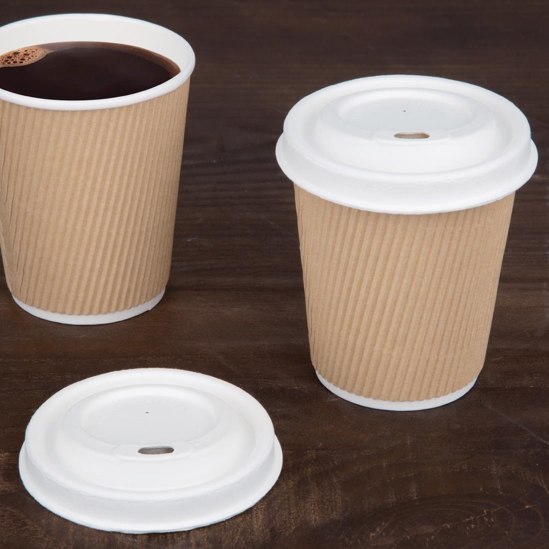 Fiesta Green Compostable Bagasse Coffee Cup Lids 225ml / 8oz (Pack of 1000) - Image 4