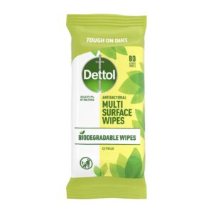 Dettol Tru Clean Antibacterial Biodegradable Multi-Surface Wipes (Pack of 80)