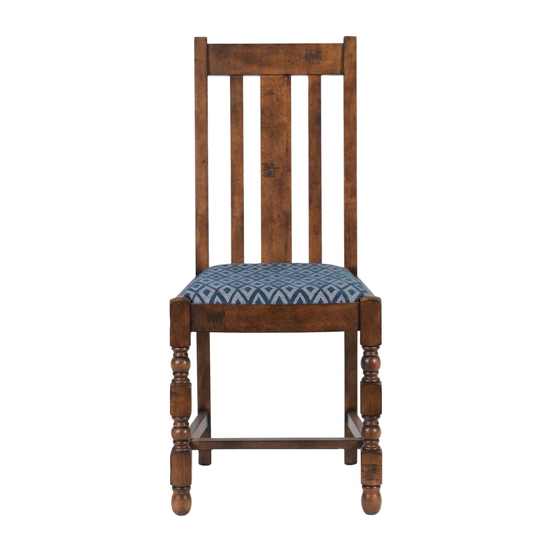 Mayfair Dining Chair with Blue Diamond Padded Seat (Pack of 2) - Image 2