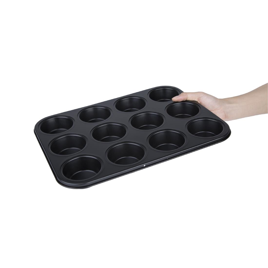 Vogue Carbon Steel Non-Stick Muffin Tray 12 Cup - Image 2
