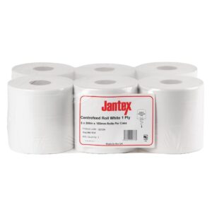 Jantex Centrefeed White Rolls 1-Ply 288m (Pack of 6)