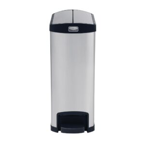 Rubbermaid Slim Jim End Step on Pedal Bin Stainless Steel 50Ltr