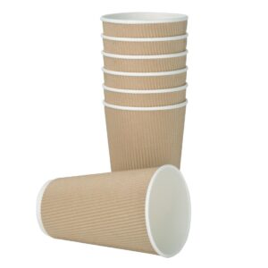 Fiesta Disposable Coffee Cups Ripple Wall Kraft 455ml / 16oz (Pack of 500)