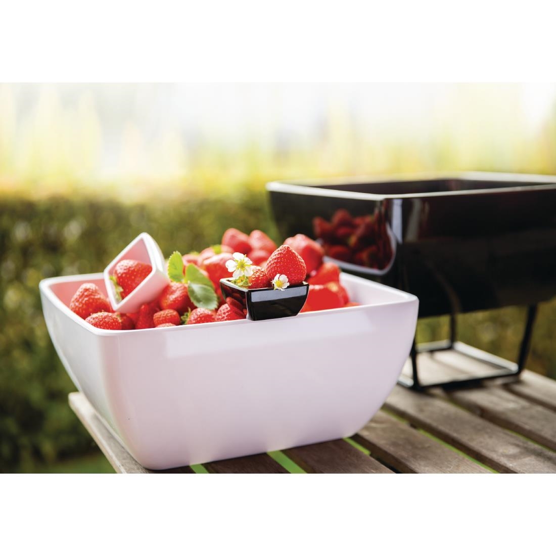 APS Pure Melamine White Square Bowl 190mm - Image 2