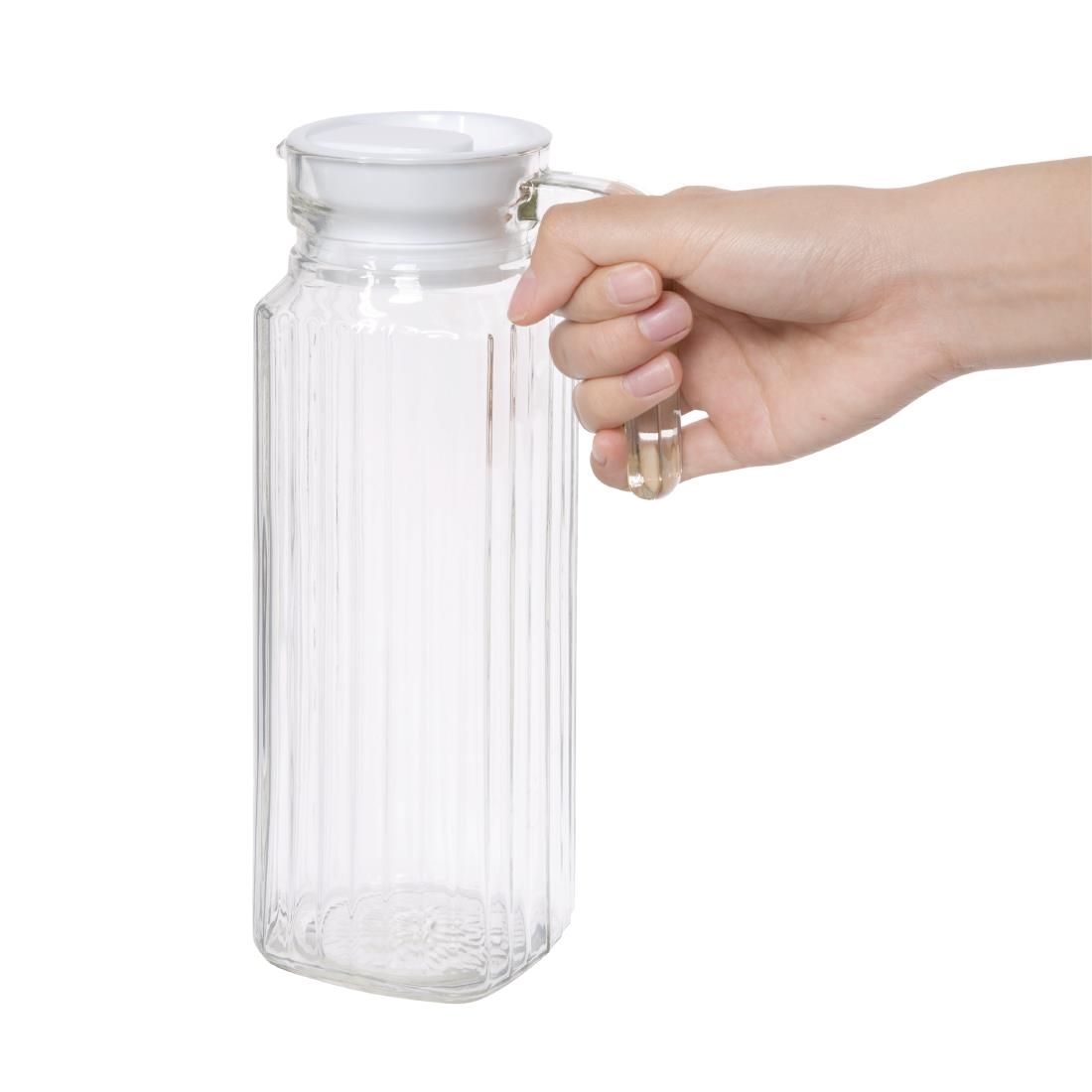 Olympia Ribbed Glass Jugs 1Ltr (Pack of 6) - Image 4