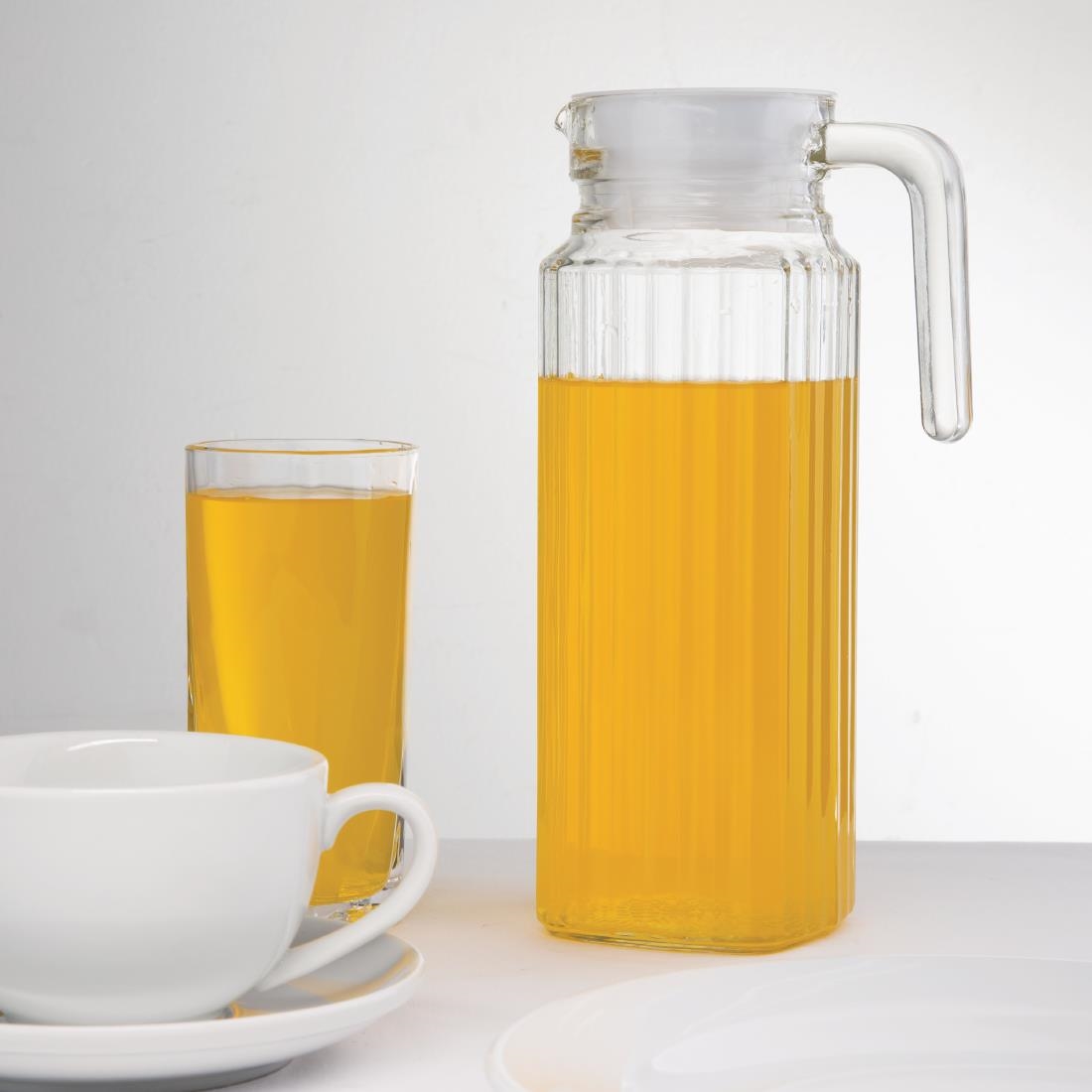 Olympia Ribbed Glass Jugs 1Ltr (Pack of 6) - Image 5