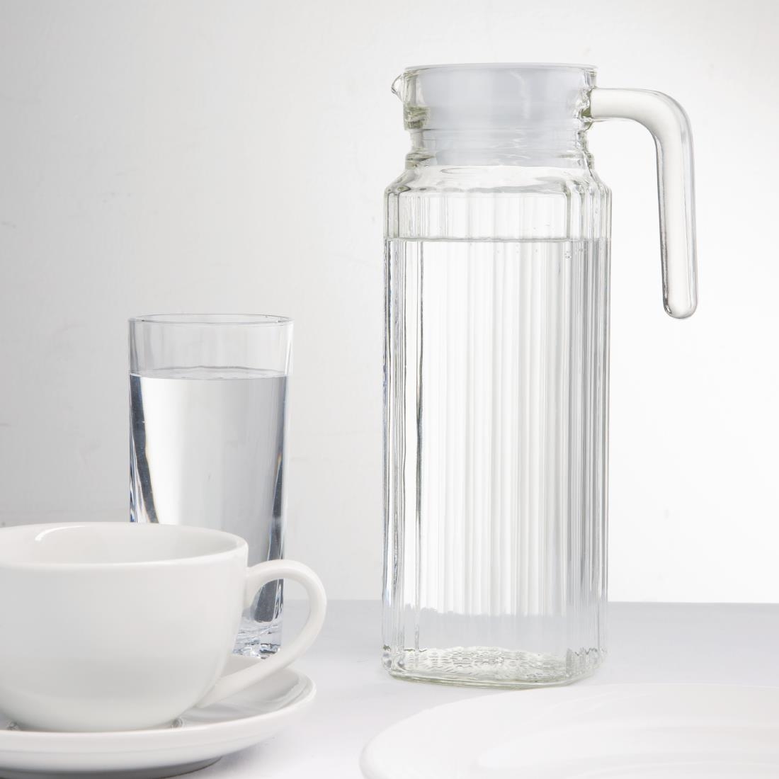 Olympia Ribbed Glass Jugs 1Ltr (Pack of 6) - Image 6