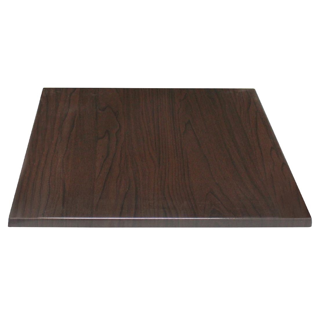 Bolero Pre-drilled Square Table Top Dark Brown 600mm - Image 2