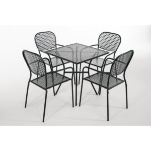 Bolero Black Steel Patterned Square Bistro Table 700mm