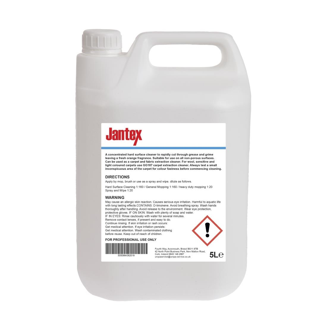 Jantex Citrus Kitchen Cleaner and Degreaser Concentrate 5Ltr (Single Pack)