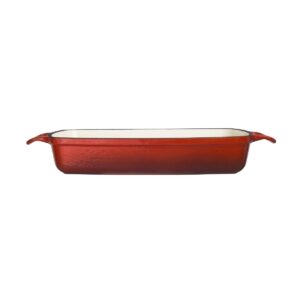 Vogue Red Rectangular Cast Iron Dish 2.8Ltr
